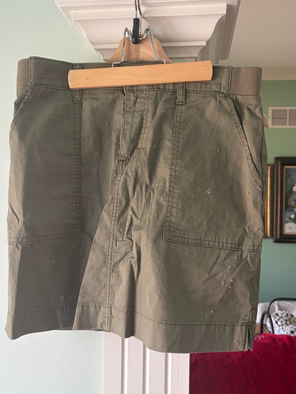 Lee Olive Green Cargo Skirt with Front Patch Pockets